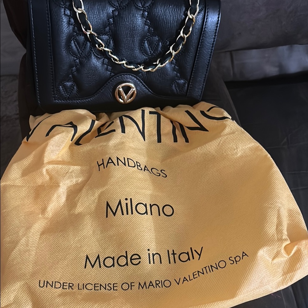 Valentino Black Leather Chain Bag